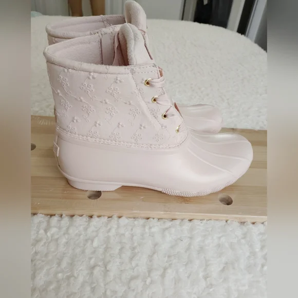 Sperry Top-Sider Womens Sz 10 Saltwater Wool Embossed Rose Dust Boots STS89079 - Picture 1 of 6